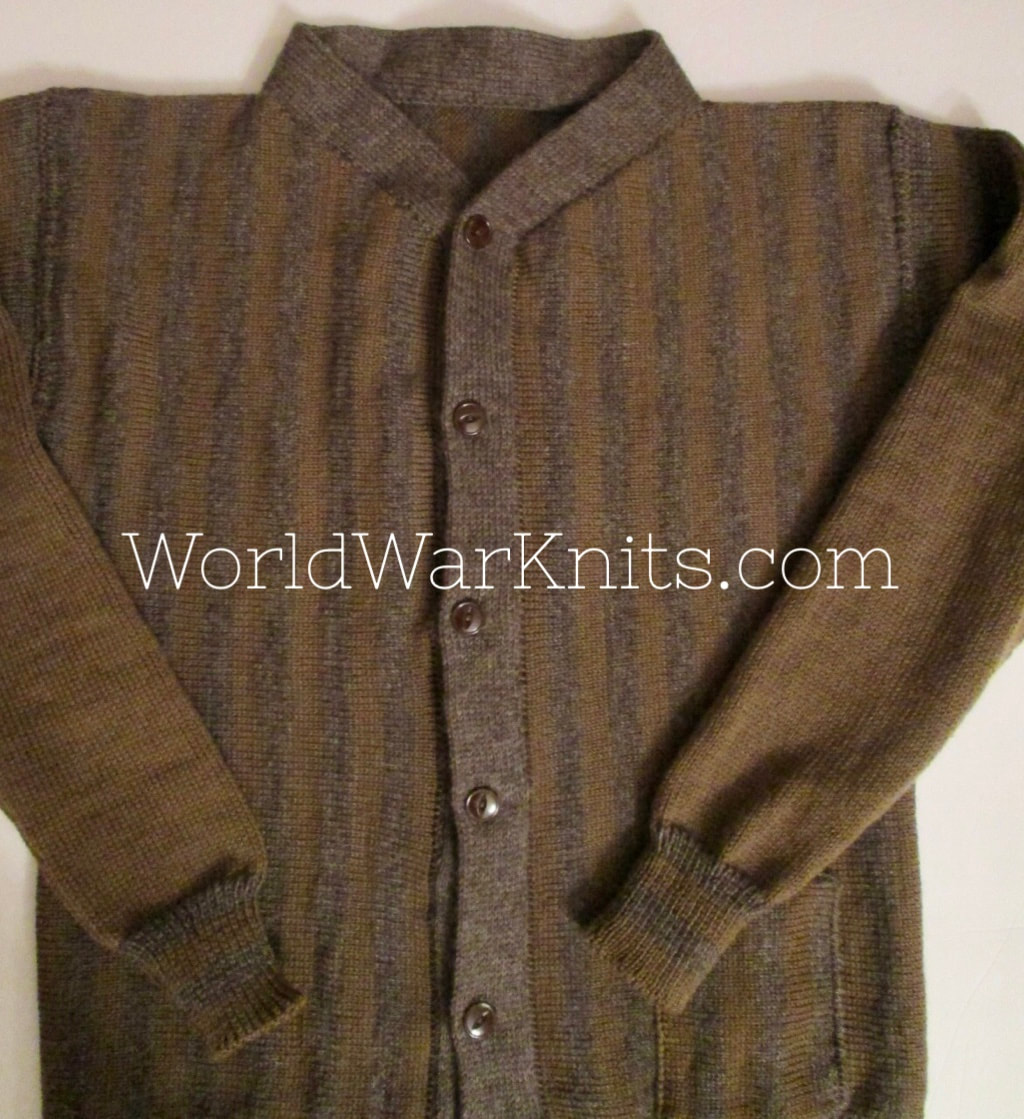 Civil War striped cardigan sweater. A knitted reproduction. 