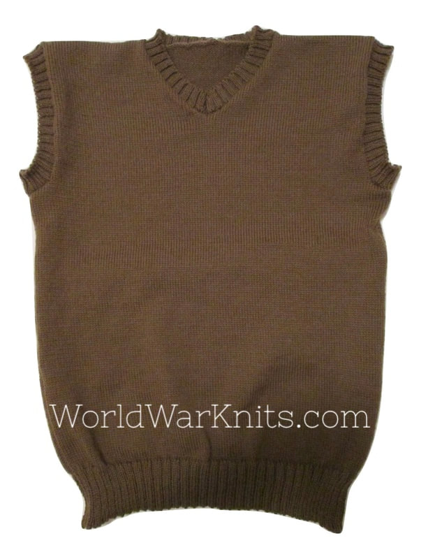 Knitted Reproduction WW2 V Neck Vest