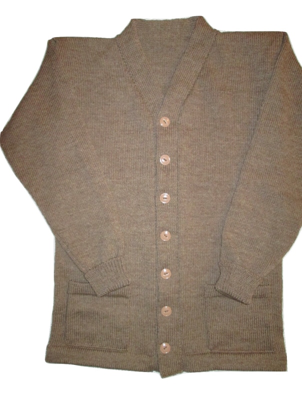 Great War WWI British Khaki Knitted Cardigan Sweater, Reproduction